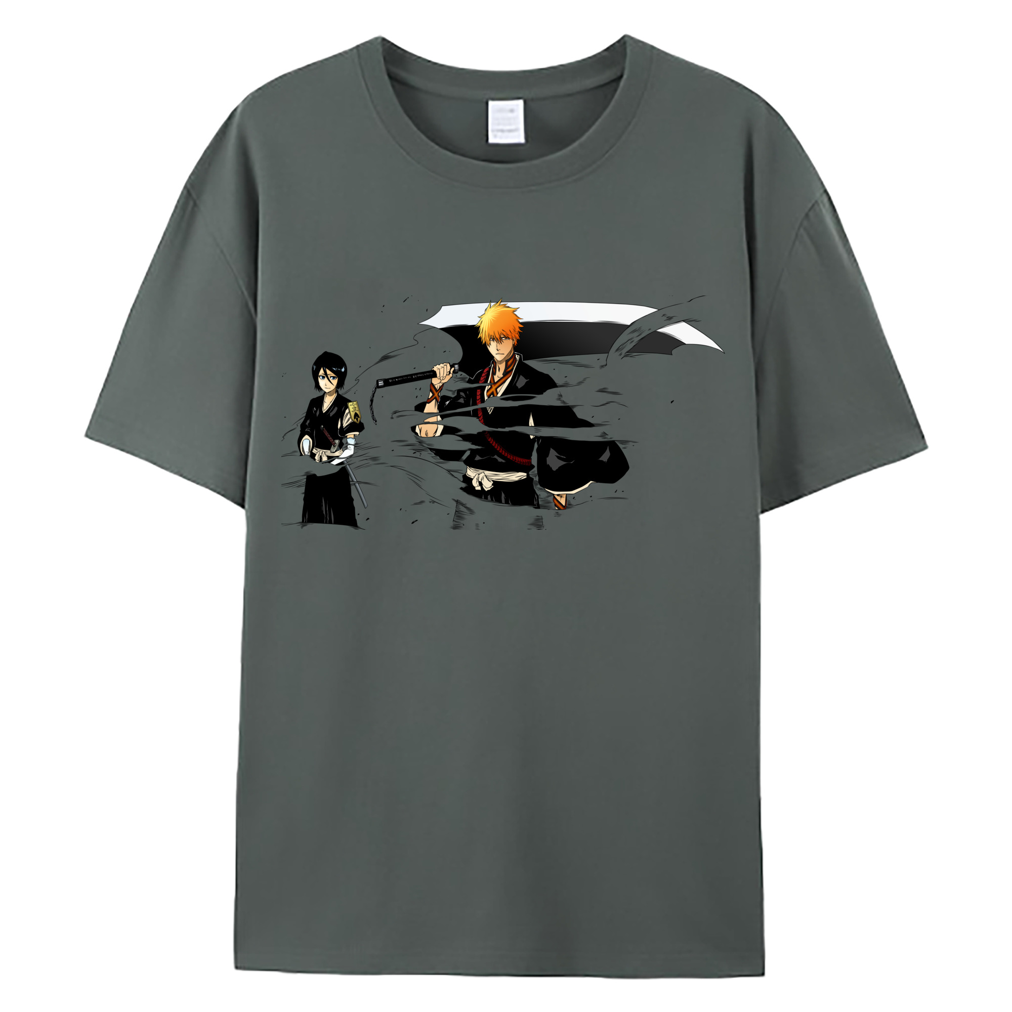 （画像用） ブリーチ 黒崎一護（くろさき いちご）BLEACH Kurosaki Ichigo 綿100％ メンズ半袖Tシャツ｜肌触りやわらか＆通気性